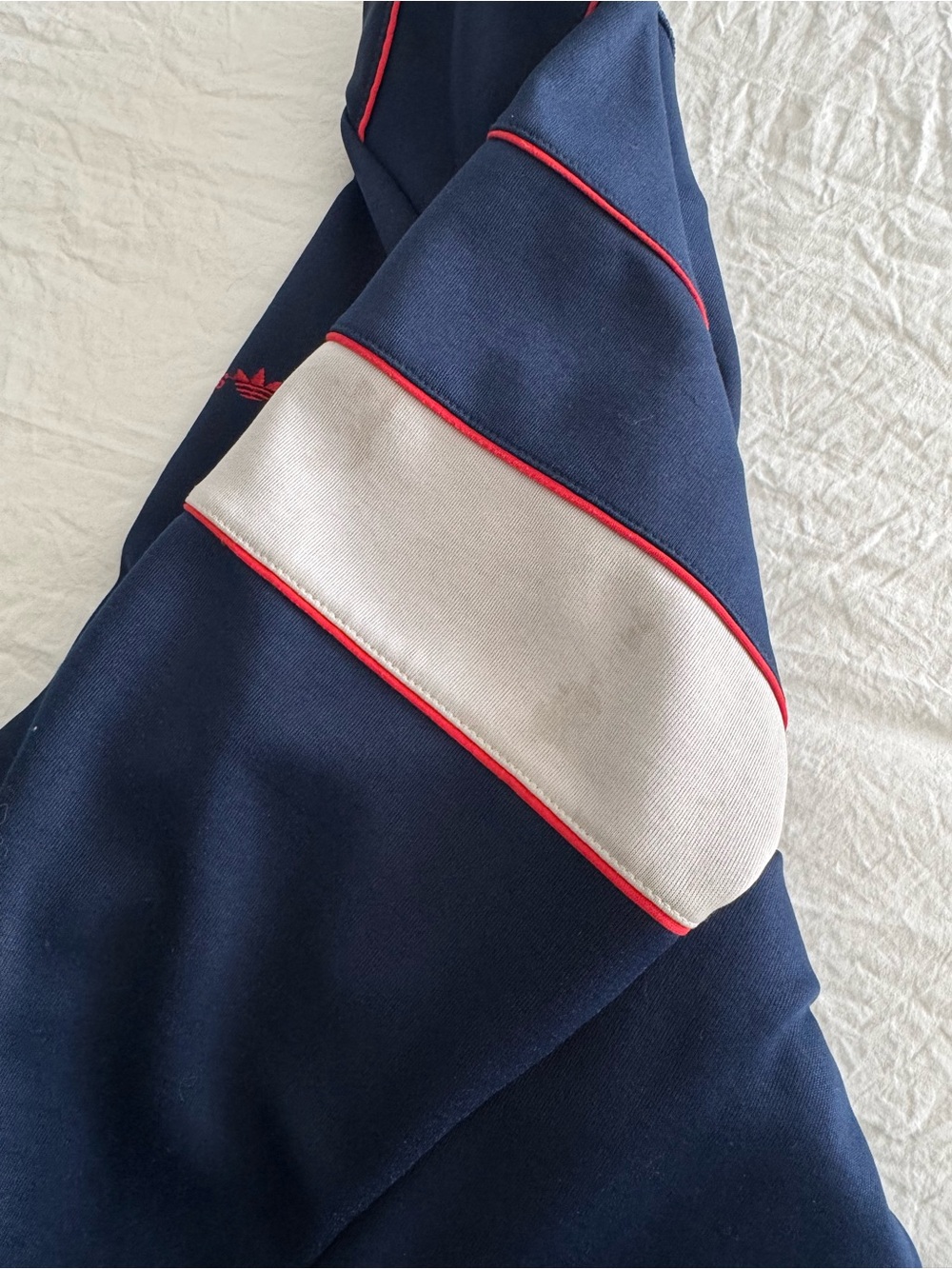 Vintage 80s Adidas Trefoil Track Jacket Navy Red White Colorblock - Picture 11 of 15